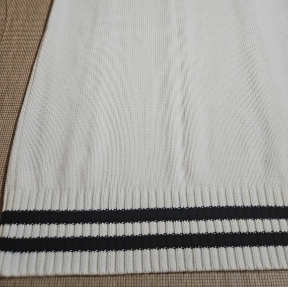 Yujianxiong knit white black stripes tennis pullover V-neck sweater vest Sz M/L - Picture 7 of 12